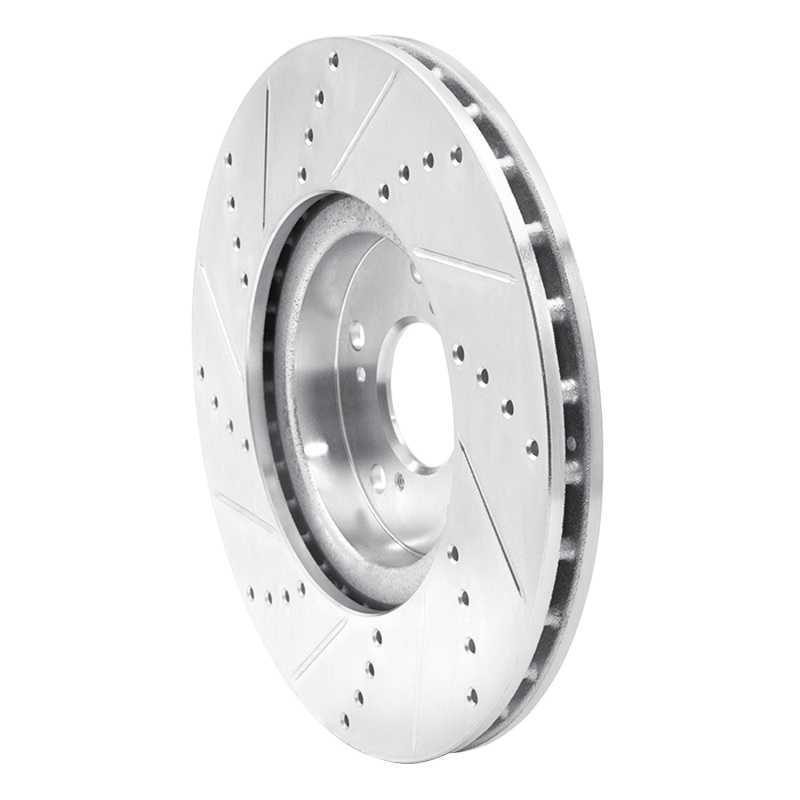 Acura TL Brake Rotor (1) - Front Right - R1 Concepts - Drilled & Slotted - Silver - `04-`08